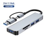 Yoatx Hot Sale 5 in 1 USB C Docking Station with 1 USB 3.0 Dual USB 2.0 Card Reader Multi-Slot Expander for Data Transfer & Charging