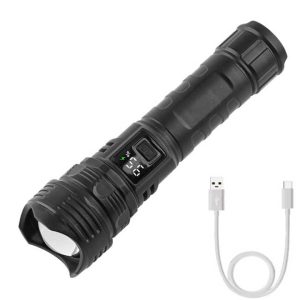 Yoatx LED Strong Light Flashlight USB Rechargeable Tactical Torch High Power Lamp 1000m Bright Lantern Outdoor Camping
