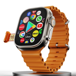 Fire-Boltt Oracle wristphone 4.97 cm Large Display, 4G SIM, LTE, WiFi, Android OS, Play Store Unlimited Apps, GPS Smartwatch, Orange Horizon